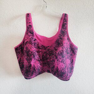NWOT Glamorise Sport Sports Bra Pink Black Size 48H Plus